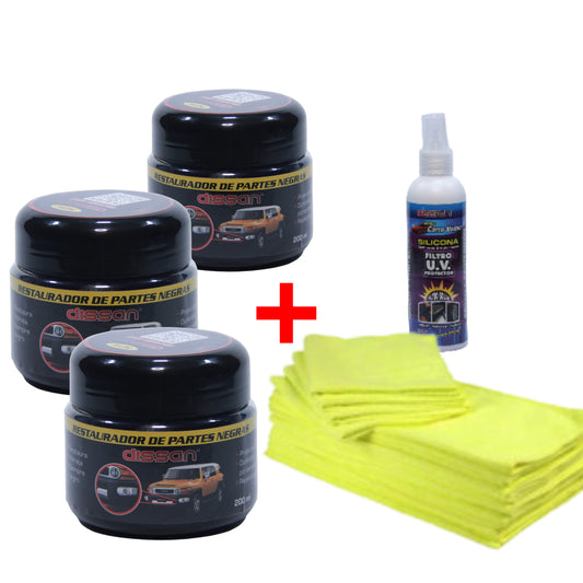 lleva 3 unidades de nuestro restaurador y recibe 1 toalla mas la silicona UV. 